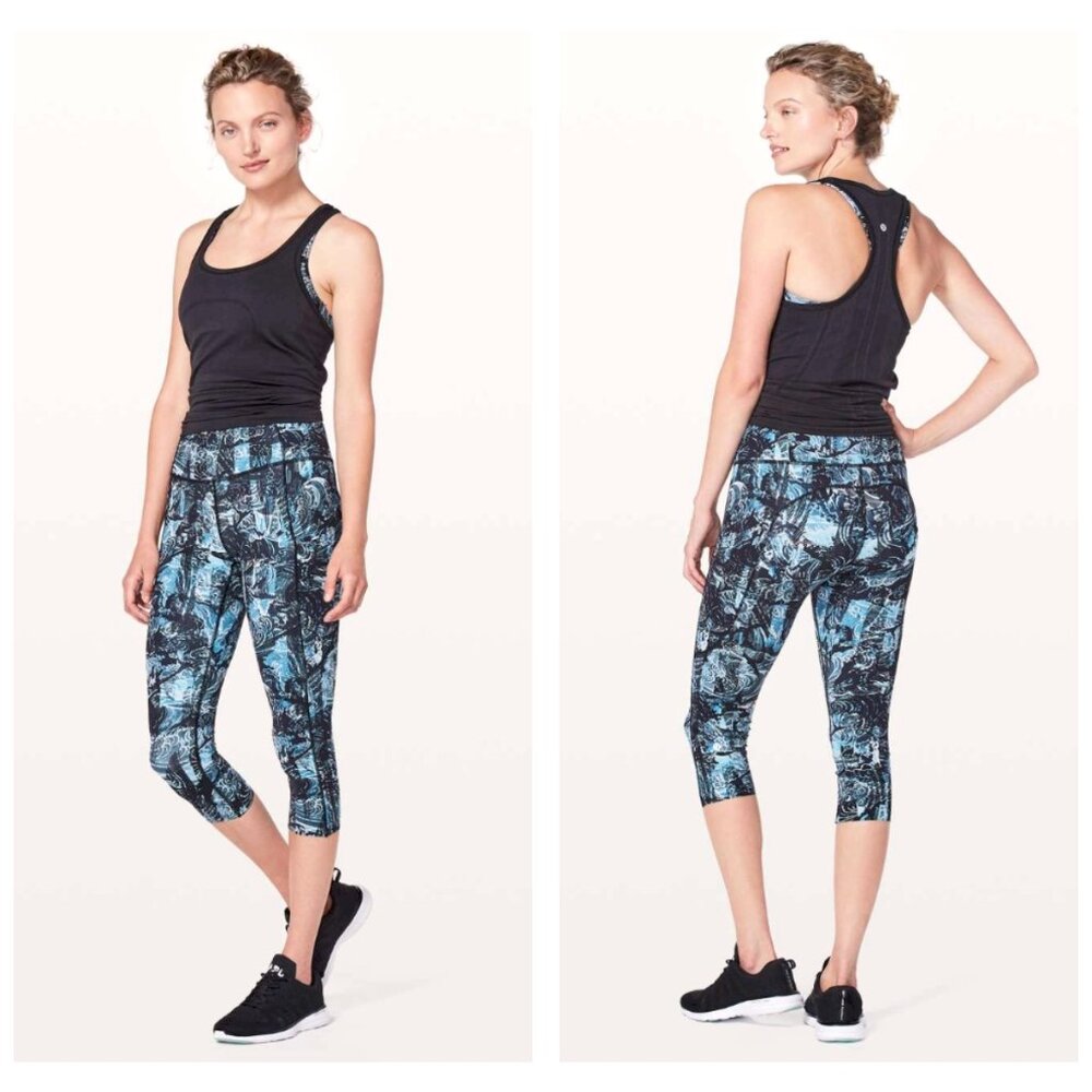 Lululemon Fast & Free Crop II sz 6 *Nulux 19" Eternal Wave Starlight Black